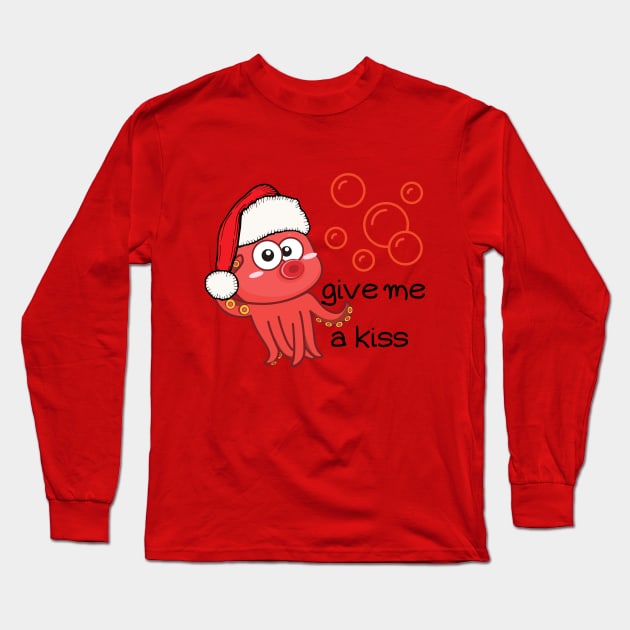 Cute Octopus Santa - Christmas Long Sleeve T-Shirt by O.M design